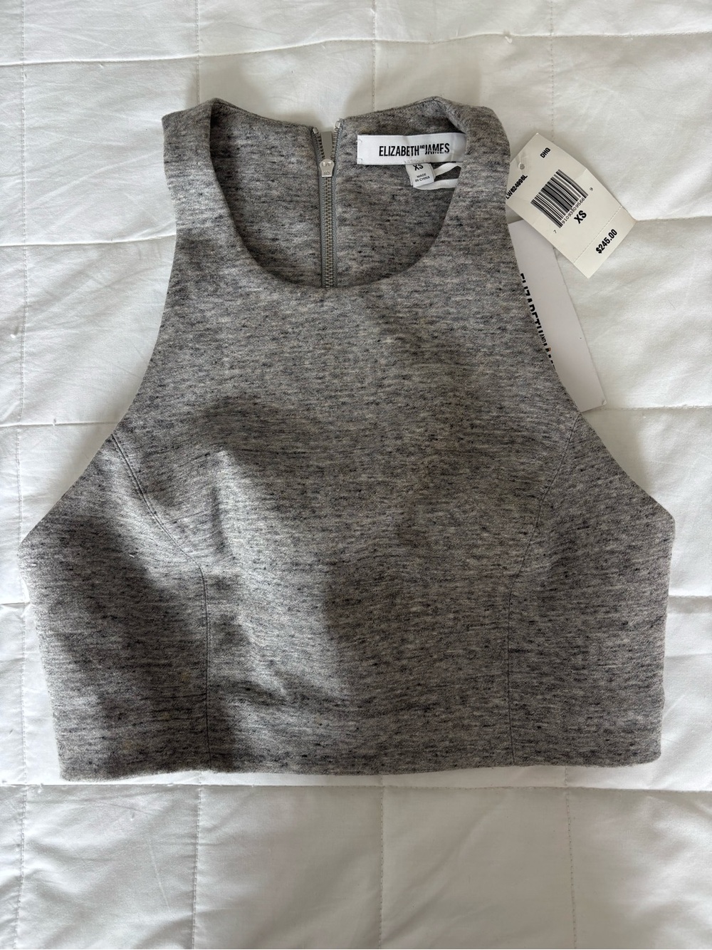 Elizabeth and James Heather Gray High-Neck Cropped Tank